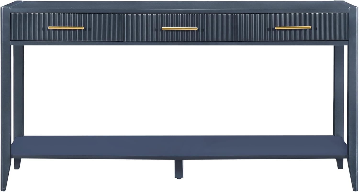 60'' Fluted Console Table with Storage Drawers and Shelf, Wood Modern ...