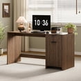 thumbnail image 1 of 60" Fluted Executive Desk with Storage Modern Home Office Desk with Charging Station Wood Work Desk for Office, Bedroom, Study, Living Room, Walnut, 1 of 7