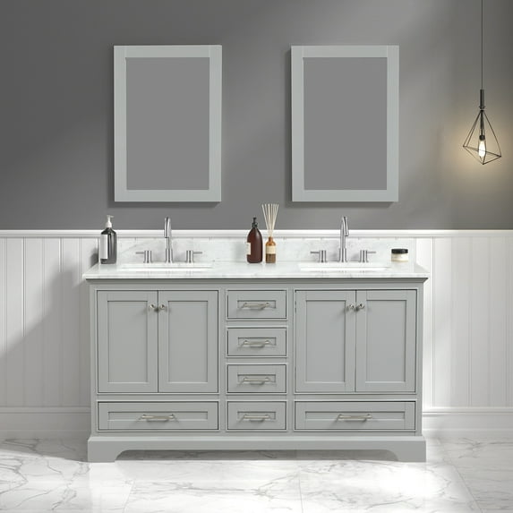 60" Freestanding Bathroom Vanity with Countertop - Metal Grey
