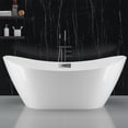 thumbnail image 1 of 60" Freestanding Bathtub, White Acrylic Streamline Stand Alone Soaking Bath Tubs for Adult with Overflow and Drain in Chrome, cUPC Certified, Perfect for Your Bathroom-High Trapezoid, 1 of 6