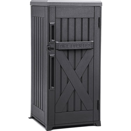 60 Gallon Large Package Delivery and Storage Box, Double-Wall Resin Outdoor Package Delivery and Waterproof Deck Box for Porch, Curbside, 8.5 Cubic feet, Gray