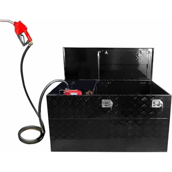 60 Gallons Fuel Transfer Tank Tool Box Combo Aluminum Gasoline Diesel Transfer Tank & Toolbox with 12 GPM Fuel Transfer Pump