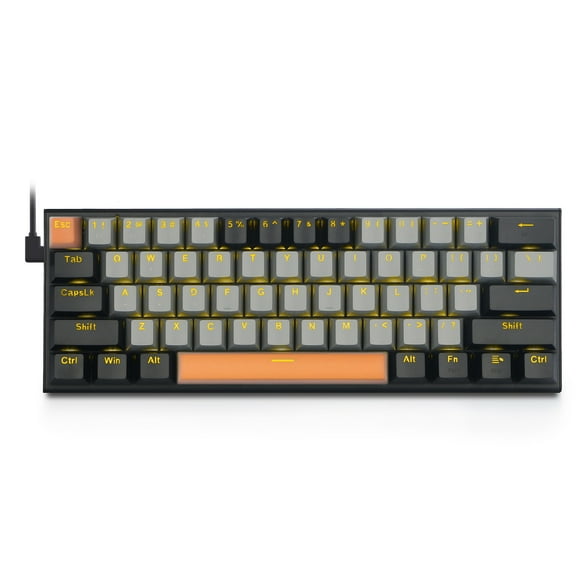 60% Gaming Mechanical Keyboard, E-YOOSO Red Switches Keyboard Wired with LED Backlit, Computer Keyboard for Windows, Mac OS (Grey Black)