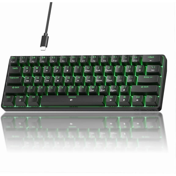 60% Gaming , Red Linear , LED Backlight, Anti-Ghosting, Detachable USB-C, Double-Shot Keycaps, 61 , Wired, Black