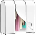 thumbnail image 1 of 60'' Garment Rack Cover Dustproof Clothes Rack Cover Breathable Garment Bags Protector Wardrobe Cover with 2 Durable Zippers for Garment Rack, White (Rack Not Included), 1 of 12