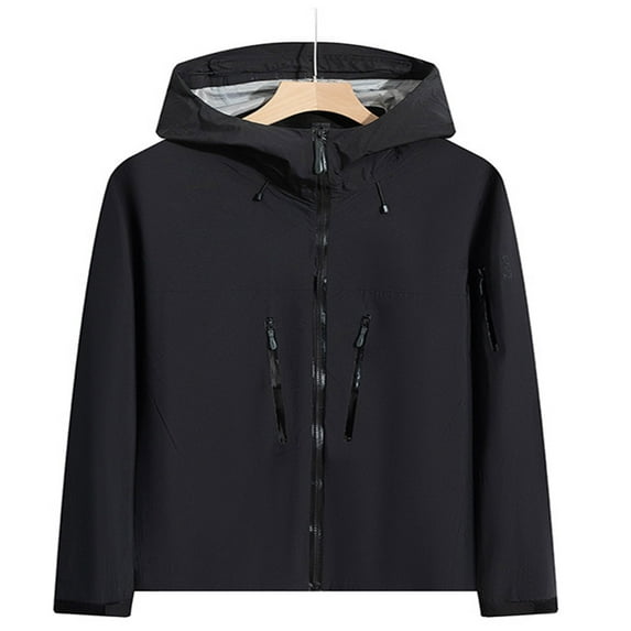 up to 60% off Gifts 2023 Winter Womens Rain Coat Womens Outdoor Rain Jacket Lightweight Windproof Climbing Hiking Windbreaker Coat Casual Pocket Solid Zip up Long Sleeve Hooded Outwear Up to 65% off