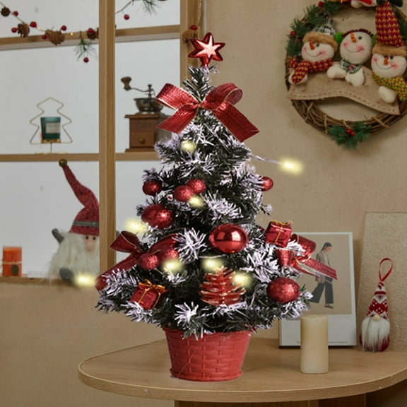Gifts ABPWLY on Sale Snow Flocked Hinged Artificial Mini Christmas Tree Fake Spruce Full Tree For Home Office Party Decoration Chirstmas Gifts Merry !