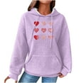 thumbnail image 1 of Gifts Holiday Womens Hoodies Winter Womens Plus Size Hooded Sweatshirt Casual Loose Pocket Soft Knitted Pullover Hoodies Tops Fashion Heart Graphics Sweatshirt Sweater Big Saving, 1 of 6