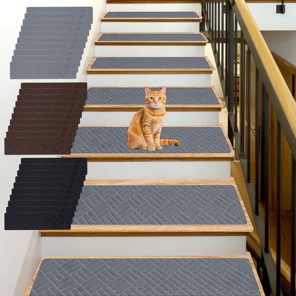 Up to 60% off Gifts Kcavykas 10-Pcs Large No-Slip Carpet Stair Treads + Indoor Non-Slip Runner Mats + Slip-Resistant Rugs for Kids, Elders, and Pets + Reusable Adhesive Gift