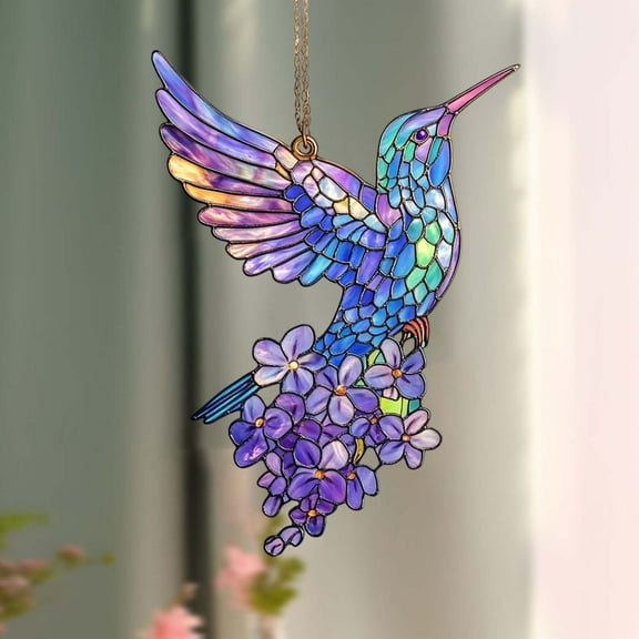 Up to 60% off Gifts Kcavykas Hummingbird Flower Sun Catcher Colorful Glass Pendant Window Hanging Garden Decoration Ornament for Indoor Outdoor Decor Birthday Gift