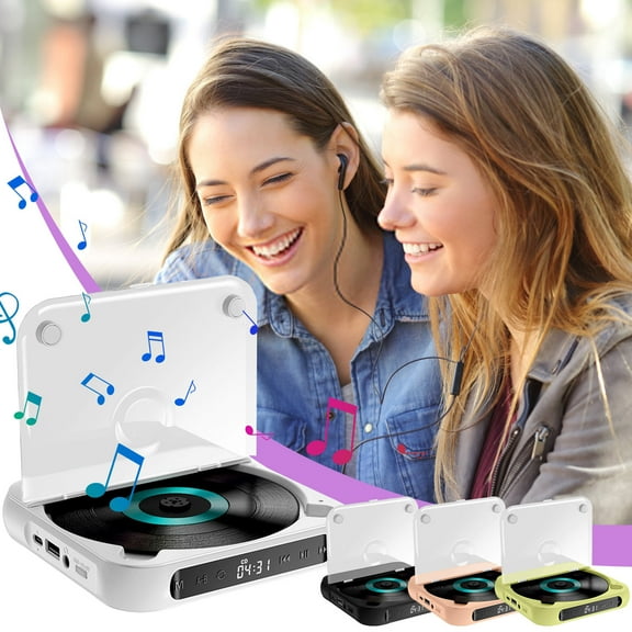 Kcavykas Portable CD Player Repeater Portable CD Player with Headphones Prenatal English Learning CD Repeater with Anti-Skip and Heartfelt Listening Mode