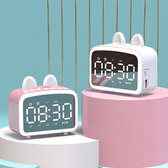 Nsxcdh Bluetooth Speaker Clock Combo Home Desktop Mini Audio Device Alarm Clock with Card Insertion and Radio Playback Function