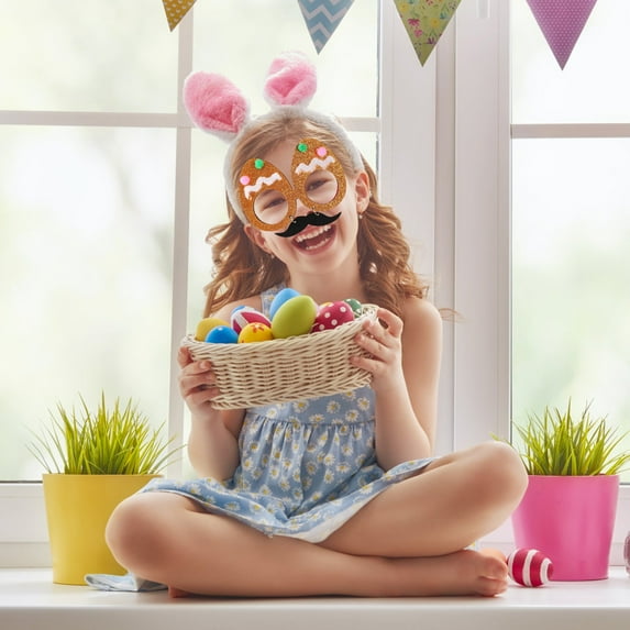 Nsxcdh Children Bunny Glasses Easter Props,Colorful Rabbit Ear Glasses with Eggs and Chicks for Holiday Dress-Up and Photo Booth Seasonal