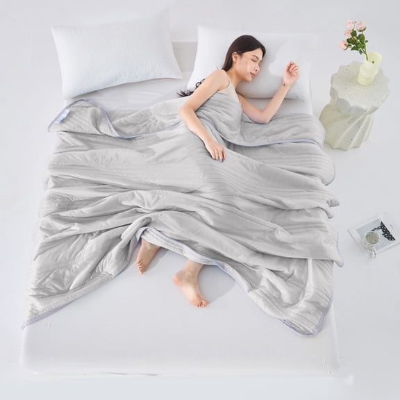 Up to 60% off Gifts Nsxcdh Cooling Summer Bedding, Ice Silk Air Conditioning Quilt, Ultra Soft Thin Summer Blanket, Breathable Lightweight Comforter, Washable Cooling Quilt Gift