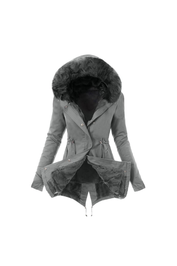 up to 60% off Gifts Parka Coat for Women Usmixi Winter Plush Hooded Overcoat for Women Warm Thickened Fleece Lined Padded Jackets Casual Solid Long Sleeve Button Coat Outwear 2023 Jacket Holiday