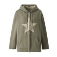 thumbnail image 1 of up to 60% off Gifts Sweatshirt Coat for Women Winter Fleece Sweater Jacket for Women Fashion Star Print Drawstring Hooded Coat Long Sleeve Zip up Slim Sweatshirt Outwear with Pocket Weekly, 1 of 1