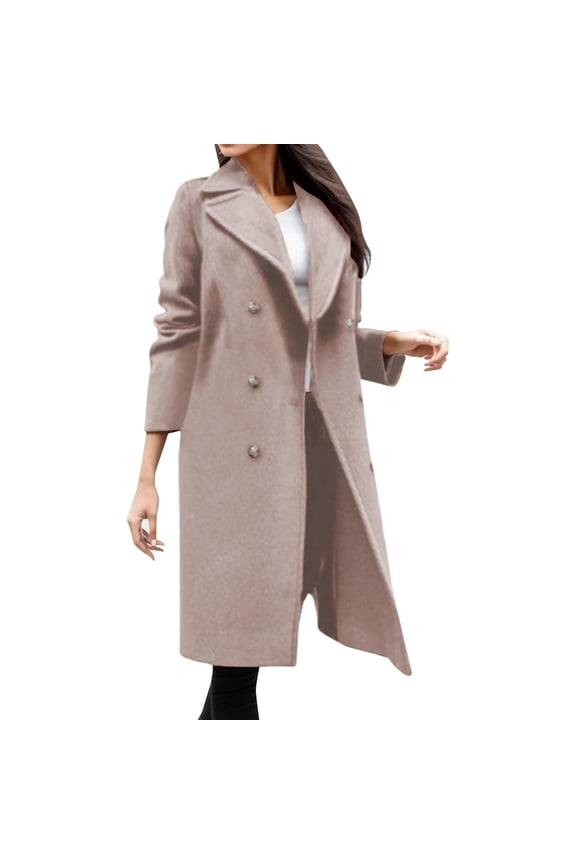 up to 60% off Gifts Usmixi 2025 Wool Jacket for Women Winter Trench Overcoat for Women Button Down Plus Size Lapel Long Woolen Coat Casual Solid Long Sleeve Open Front Windbreaker Jacket