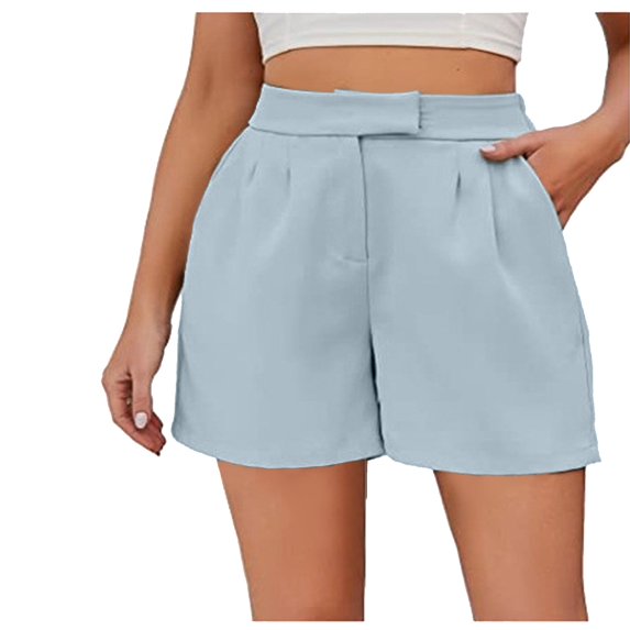 up to 60% off Gifts Usmixi Clearance Deals Shorts for Women Womens Summer Shorts Fashion Casual High Waist Plus Size Straight Leg Short Pants Solid Leisure Lightweight Pleated Pocket Shorts Under $5