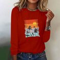 thumbnail image 1 of up to 60% off Gifts Usmixi Clearance Sale Sweatshirt for Women Fall Comfy Lightweight Ladies Going out Loose Cute Pullover Tee Tops Winter Trendy Coconut Tree Print Crewneck Long Sleeve Blouses, 1 of 5