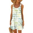 thumbnail image 1 of Usmixi Summer Dresses for Women Beach Holiday Casual Loose Boho Tank Mini Sun Dresses Sleeveless Crewneck Feather Print Short Sun Dress Green XL, 1 of 5