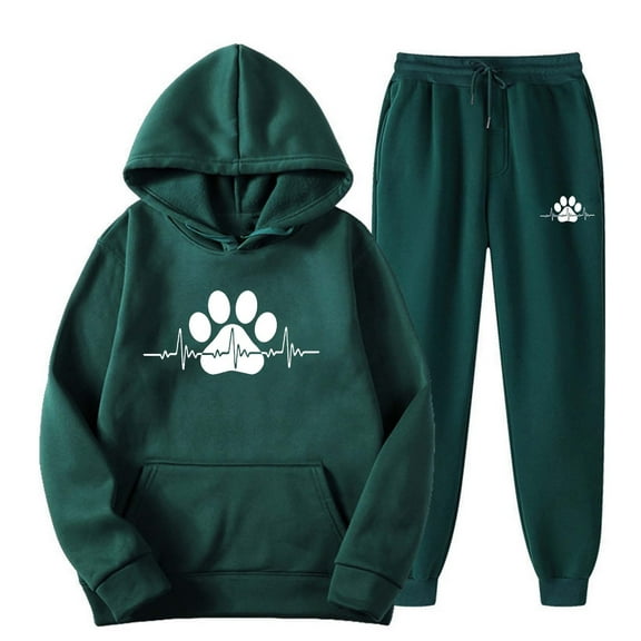 up to 60% off Gifts Usmixi Hoodies Sets for Women Jogger Pants 2 Piece Outfits Set for Women Trendy ECH Print Hooded Sweatshirt Sweatsuits Set with Pocket Plus Size Casual Lounge Sets Holiday