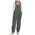 thumbnail image 1 of up to 60% off Gifts Usmixi Jumpsuits for Women Casual Cotton Linen Loose Button Strap Straight Long Jumpsuits Overalls with Pocket Summer Formal Solid Square Neck Sleeveless Maxi Rompers Gray l, 1 of 6