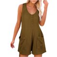 thumbnail image 1 of up to 60% off Gifts wycnly Jumpsuits for Women Casual Solid Soft Knitted Ribbed Button up Loose Pocket Tank Jumpsuits Overalls Summer Formal Plain Round Neck Sleeveless Short Rompers Army Green xxl, 1 of 6