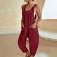 thumbnail image 1 of up to 60% off Gifts Usmixi Jumpsuits for Women Dressy Casual Solid Loose Pocket Adjustable Strap Maxi Jumpsuits Overalls Summer V-Neck Sleeveless Plain Long Formal Rompers Wine m, 1 of 6