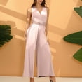 thumbnail image 1 of up to 60% off Gifts Usmixi Jumpsuits for Women Dressy High Waist Fashion Loose Wide Leg Tank Long Jumpsuits Overalls with Belt Summer V-Neck Sleeveless Solid Maxi Formal Rompers Pink l, 1 of 7
