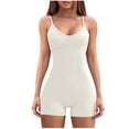 thumbnail image 1 of Gifts Usmixi Jumpsuits for Women Dressy Sexy Slim Fit Strap Workout Sports Short Jumpsuits Overalls Summer Crewneck Sleeveless Solid Mini Formal Rompers White m, 1 of 5
