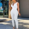 thumbnail image 1 of up to 60% off Gifts Usmixi Jumpsuits for Women Dressy Workout Sexy Slim Fit Knitted Zipper Jumpsuits Overalls Summer V-Neck Sleeveless Solid Long Trendy Rompers White s, 1 of 7