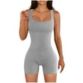 thumbnail image 1 of up to 60% off Gifts Usmixi Jumpsuits for Women Workout Sports Soft Knitted Ribbed Slim Yoga Tank Mini Jumpsuits Overalls Summer Formal Solid Square Neck Sleeveless Short Rompers Gray xxl, 1 of 5
