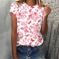 thumbnail image 1 of up to 60% off Gifts Usmixi Shirts for Women Basic Fit Comfort Breathable Vintage Tees Tops Summer Trendy Rose Print Short Sleeve Round Neck Ladies Blouses Pink XXL, 1 of 6