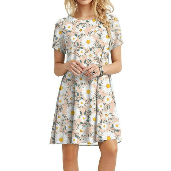up to 60% off Gifts Usmixi Summer Dresses for Women Short Sleeve Crewneck Butterfly Print Mini Sun Dress Casual Flowy Swing Tunic T-Shirt Dresses Hot Pink s