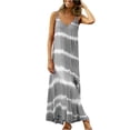 thumbnail image 1 of up to 60% off Gifts Usmixi Summer Dresses for Women Sleeveless V-Neck Striped Print Long Sun Dress Beach Vacation Spaghetti Strap Plus Size Long Dresses Gray XXL Up to 65% off, 1 of 7
