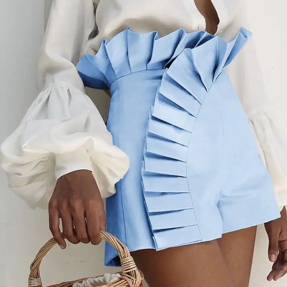 up to 60% off Gifts Usmixi Summer Shorts for Women Cute Ruffler Trim High Waist Solid Short Pants Plus Size Lightweight Comfy Straight Shorts Sky Blue m