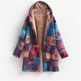 thumbnail image 1 of up to 60% off Gifts Usmixi Winter Womens Trench Jacket Hooded Overcoat for Women Vintage Ethnic Style Print Loose Plush Coat Winter Warm Thickened Long Sleeve Cozy Fleece Lined Jacket Up to 65% off, 1 of 7