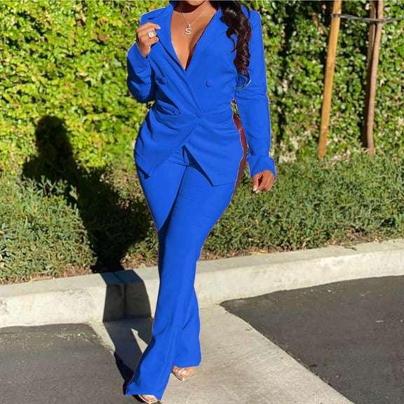 up to 60% off Gifts Usmixi Womens Business Blazer Set Office Casual Open Front Blazer Jacket Long Pants Outfits Set 2 Piece Ladies Suit Coat Set under $5