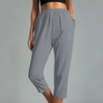 thumbnail image 1 of Gifts Usmixi Womens Capris Casual Solid Elastic Waist Breathable Comfy 3/4 Pants Plus Size Loose Straight Leisure Cropped Trousers with Pocket Gray XXL, 1 of 6