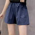 thumbnail image 1 of up to 60% off Gifts Usmixi Womens Cotton Linen Shorts Casual Solid High Waist Loose Straight Summer Short Pants Ladies Leisure Wear Shorts with Pocket Navy s, 1 of 4
