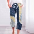 thumbnail image 1 of up to 60% off Gifts Usmixi Womens Drawstring Elastic Waist Capri Pants Fashion Marbled Print Plus Size Straight 3/4 Pants Summer Comfy Linen Pocket Cropped Trousers Blue l, 1 of 5