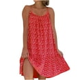 thumbnail image 1 of up to 60% off Gifts Usmixi Womens Dresses Beach Boho Loose Swing Spaghetti Strap Short Sun Dresses Fashion Floral Print Round Neck Sleeveless Mini Summer Dress Red xxxl, 1 of 5
