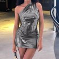 thumbnail image 1 of up to 60% off Gifts Usmixi Womens Dresses Sleeveless Slash Neck Solid Mini Summer Dress Night Club Party Bodycon Dresses Sequin One Shoulder Dresses Dark Gray Up to 65% off, 1 of 7