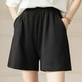 thumbnail image 1 of up to 60% off Gifts Usmixi Womens Elastic Waist Shorts Casual Solid Knitted Stretchy Cotton Short Pants Summer Loose Straight Leisure Shorts with Pocket Black XXL, 1 of 5
