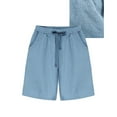 thumbnail image 1 of up to 60% off Gifts Usmixi Womens Elastic Waist Shorts Casual Solid Plus Size Loose Straight Leg Short Pants Summer Comfy Lightweight Pocket Shorts with Drawstring Light Blue XL, 1 of 3
