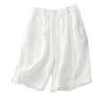thumbnail image 1 of up to 60% off Gifts Usmixi Womens Elastic Waist Shorts Summer Lightweight Cotton Linen Loose Straight Half Pants Casual Solid Baggt Shorts with Pocket White XL, 1 of 5