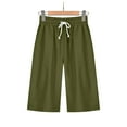 thumbnail image 1 of up to 60% off Gifts Usmixi Womens Half Pants Casual Solid Loose Straight Drawstring Elastic Waist Shorts Summer Comfy Cotton Linen Pocket 1/2 Pants Army Green XL, 1 of 7