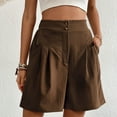 thumbnail image 1 of up to 60% off Gifts Usmixi Womens High Waist Shorts Summer Button Lightweight Loose Straight Short Pants Casual Solid Pleated Wide Leg Shorts with Pocket Coffee XL, 1 of 4