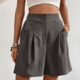 thumbnail image 1 of up to 60% off Gifts Usmixi Womens High Waist Shorts Summer Button Lightweight Loose Straight Short Pants Casual Solid Pleated Wide Leg Shorts with Pocket Dark Gray l, 1 of 4