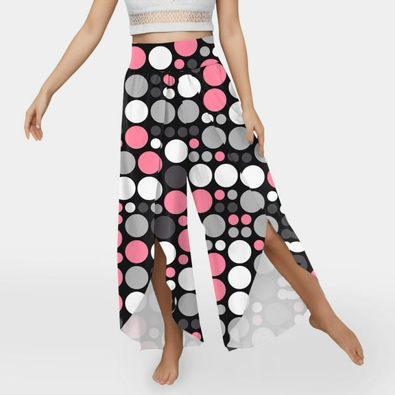 Gifts Usmixi Womens High Waist Trousers Fashion Floral Loose Irregular Wide Leg Long Pants Comfy Lightweight Slit Sports Yoga Pants Black XL